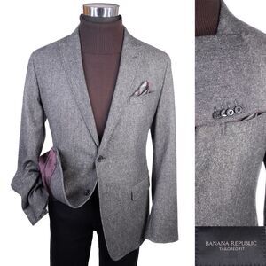 Banana Republic Mens Blazer Sport Coat 42R Gray Wool Blend 2 Button